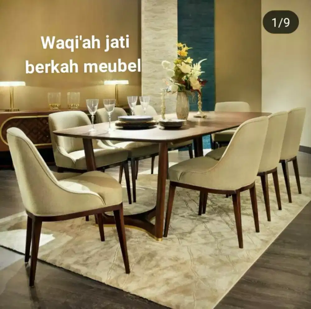 Meja makan Retro modern,k.8 kayu jati tua