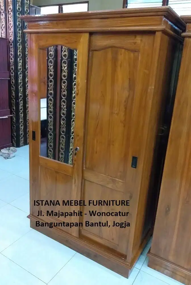 Almari Baju Pakaian 2 Pintu Geser Sliding Sleding Slide Kayu Jati #KS