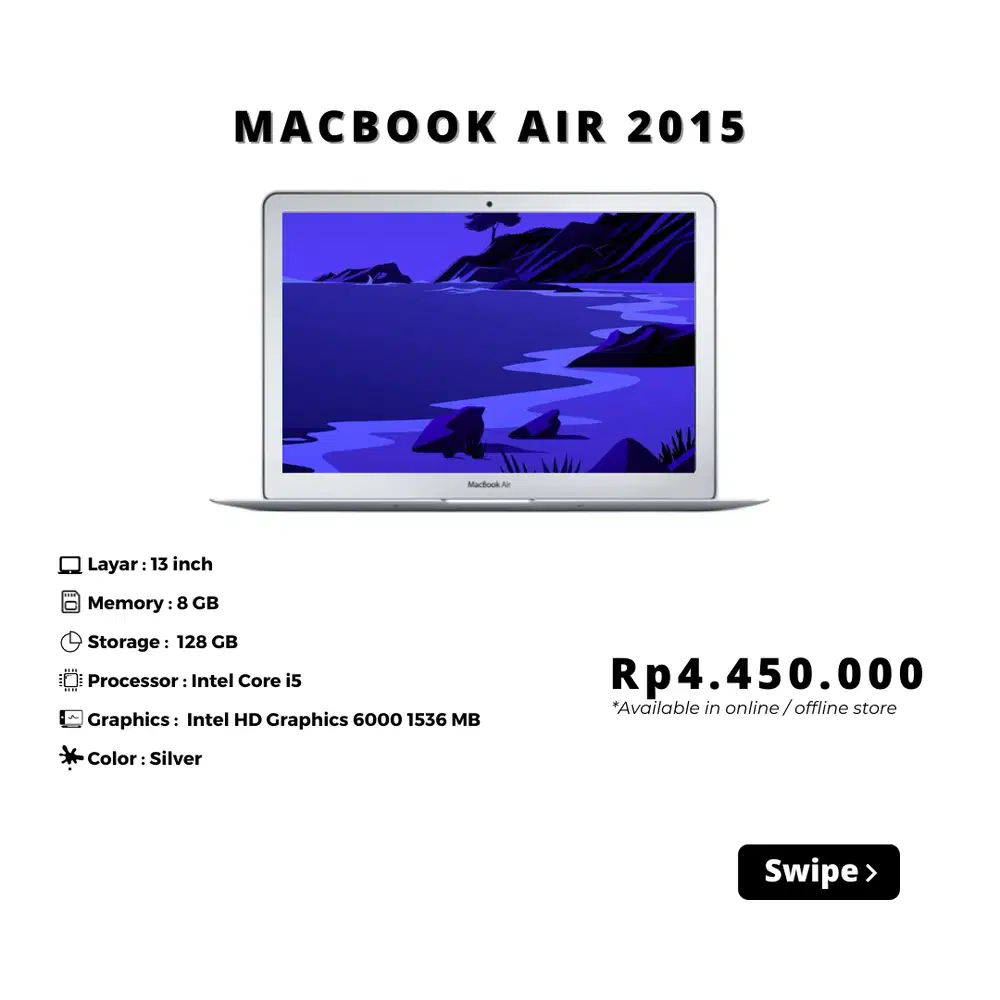 MACBOOK AIR 2015 RAM 8/256 GB RETINA 13