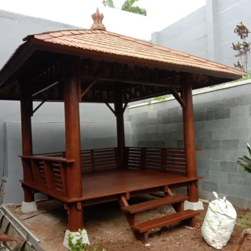 Gazebo kayu kelapa berbagai ukuran -gazebo gelugu