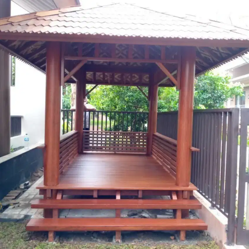 Gazebo gelugu / gazebo kayu kelapa minimalis