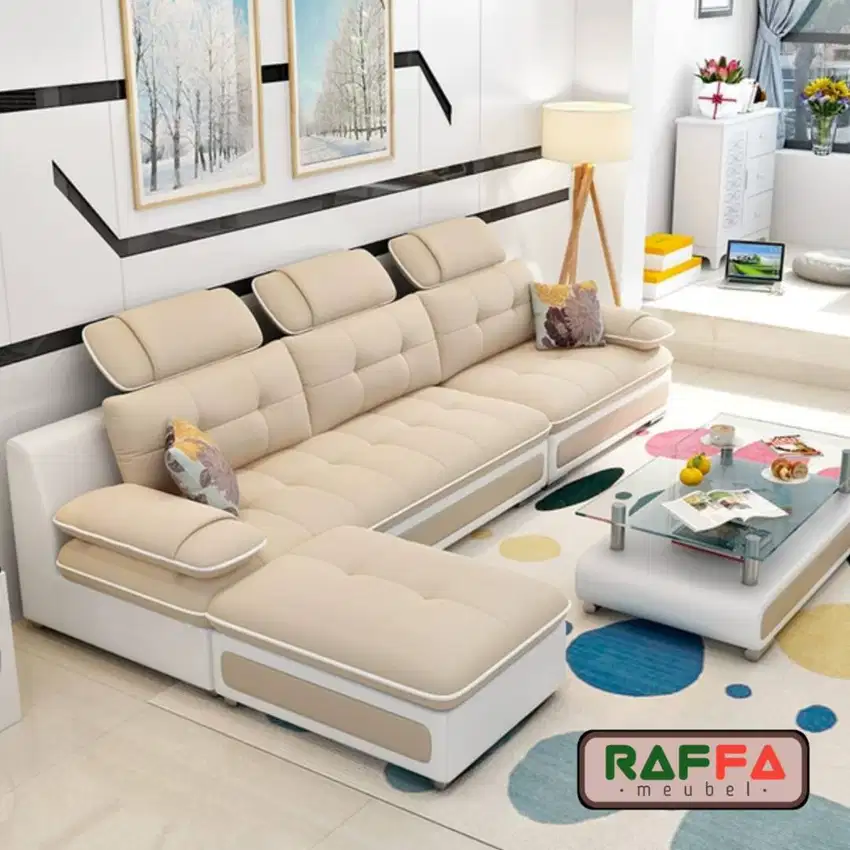 Sofa L Minimalis - Sofa Bahan Beludru - Sopa Minimalis Ruang Tamu