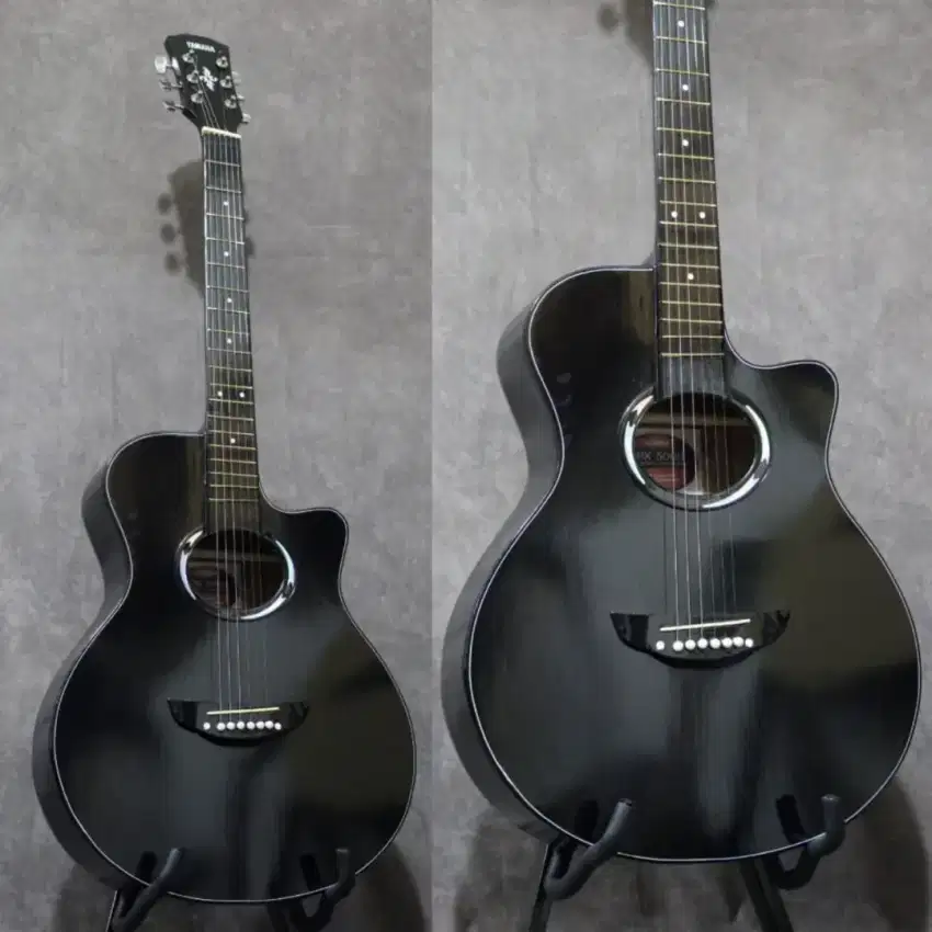 Gitar akustik siap pakai warna hitam dan cream