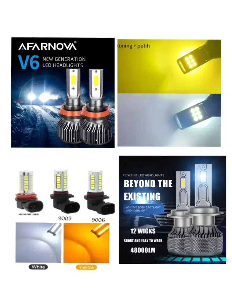Lampu LED Mobil H11 H 4 Hir2, H7 dll, Head light harga per pasang