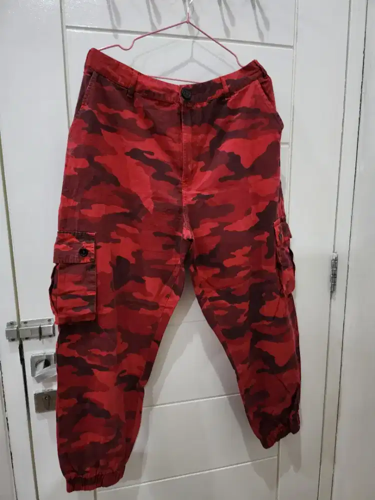 Cherry red clearance camo cargo pants