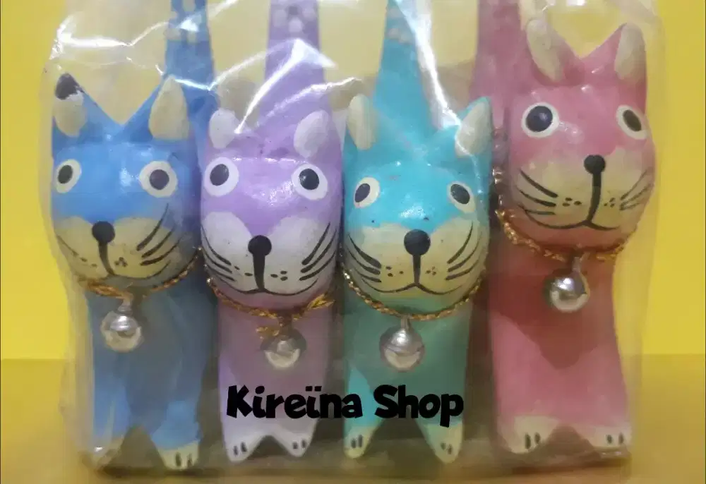New Patung Kucing Kayu/Mainan Anak/Kerajinan Kayu