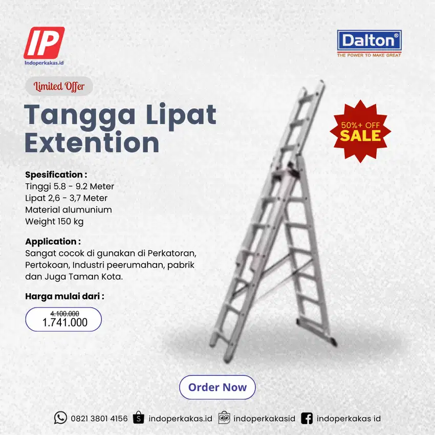 Tangga Sorong Extention Dalton Extention Ladder 5.8 - 9.2 Meter