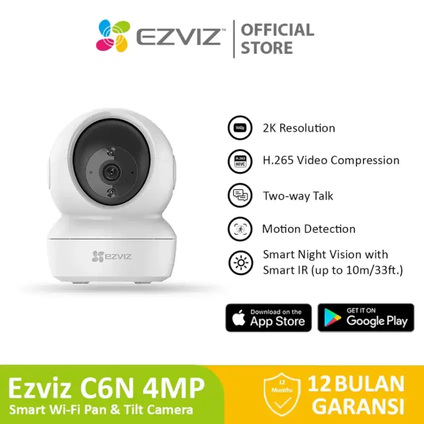 Ezviz C6N 4MP Smart Wifi Pan Tilt IP Camera CCTV Indoor 1440p