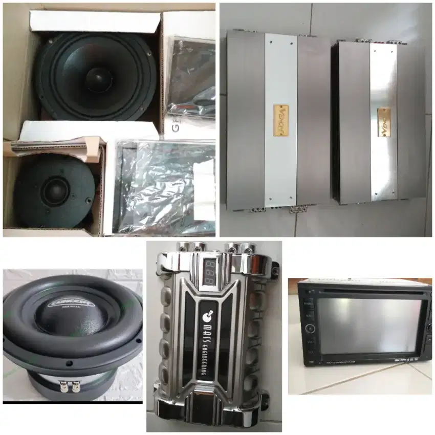 Sound System audio mobil speaker/subwoofer/power/capasitor komplit