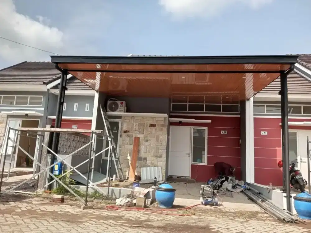 Kanopi plafon alderon kaca solarflat & railing stenlis railing balkon