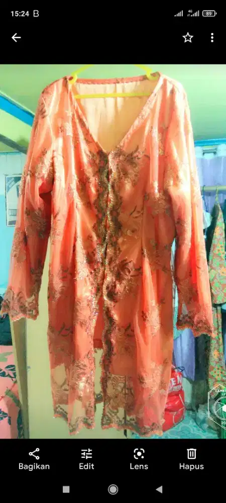 Kebaya oren terusan panjang lbh ke pinggang