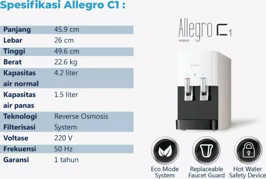 ALLEGRO C1 ADVANCE | REVERSE OSMOSIS | FREE : KING ROYAL BLANGKET