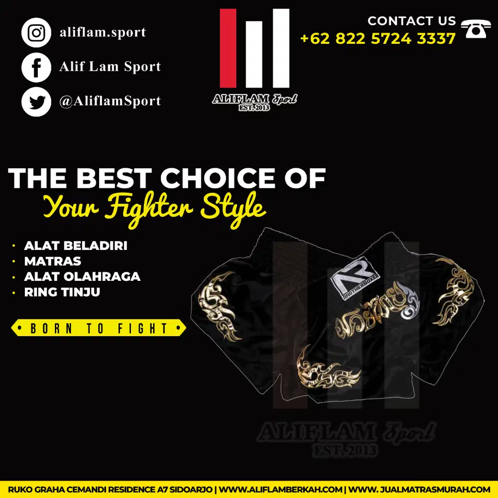 Celana Muaythai Boxing HITAM | Muay Thai Short Pants Boxer Thai Boxing