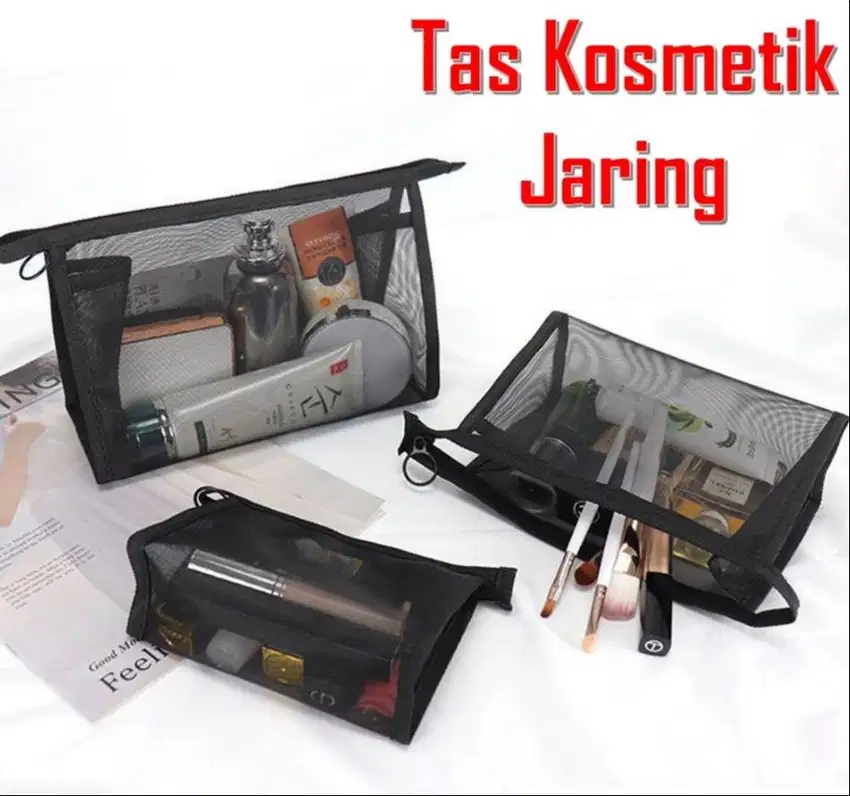 Pouch Kosmetik Transparan Jaring Pouch Travel Make Up Bag Organizer