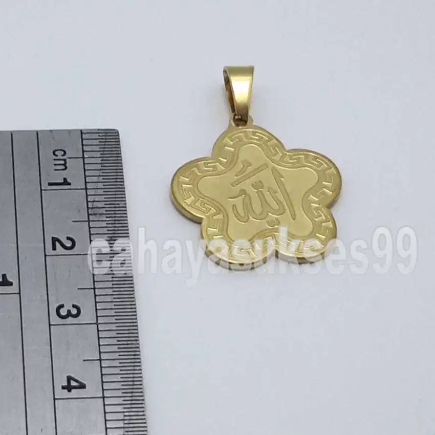 Liontin Titanium Stainless Gold Allah Kaligrafi 2,5cm Aksesoris LAG07