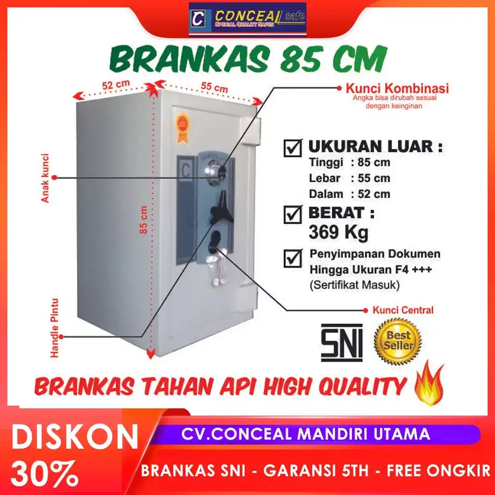 Brankas Defender size III Garansi 5th sertif SNI bsa grati ONGKIR