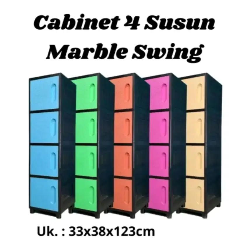 Hot Promo Lemari Plastik Cabinet Marble Swing 4 Susun ??