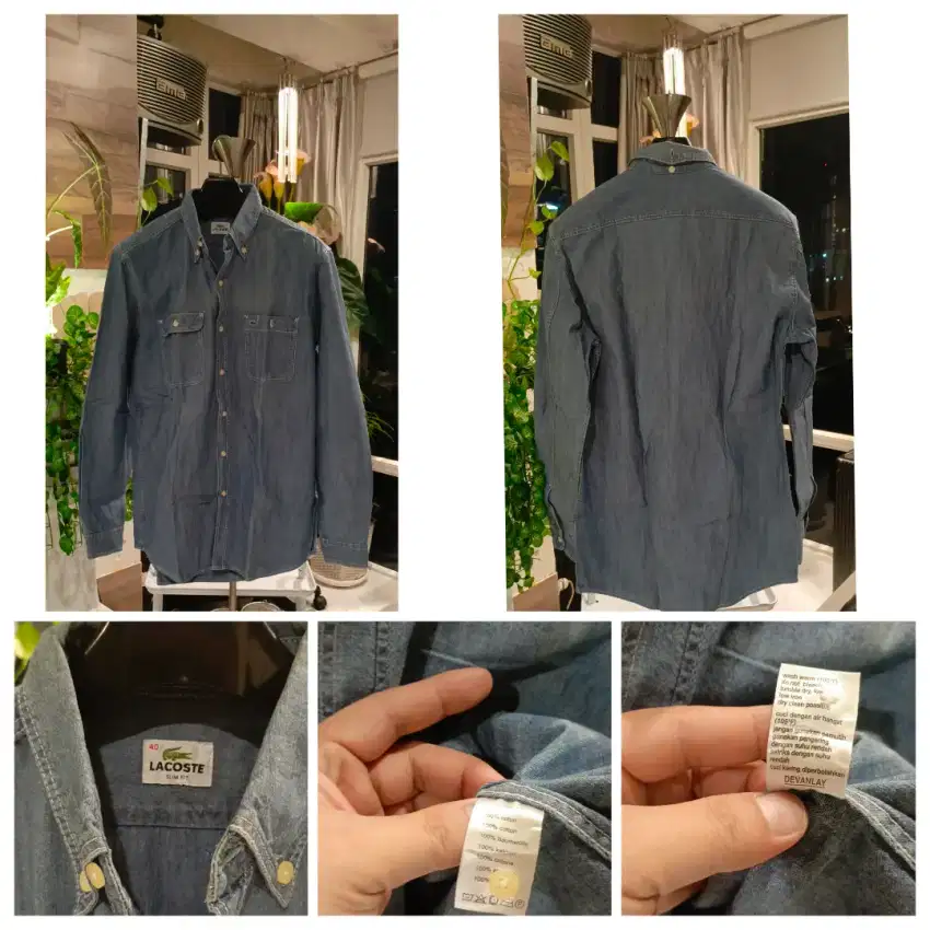 LACOSTE DENIM LONG SLEEVE SHIRT 100% AUTHENTIC LIKENEW NEGO SAJA GAN.