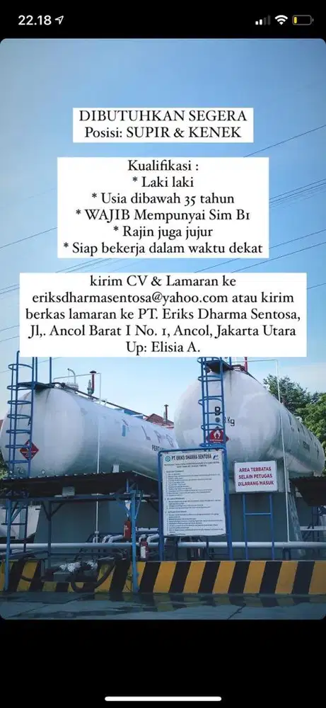 DIBUTUHKAN DRIVER MERANGKAP KENEK