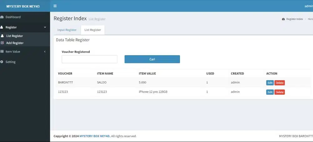 Jasa Pembuatan Web Mystery Box Dengan Panel Admin Mudah