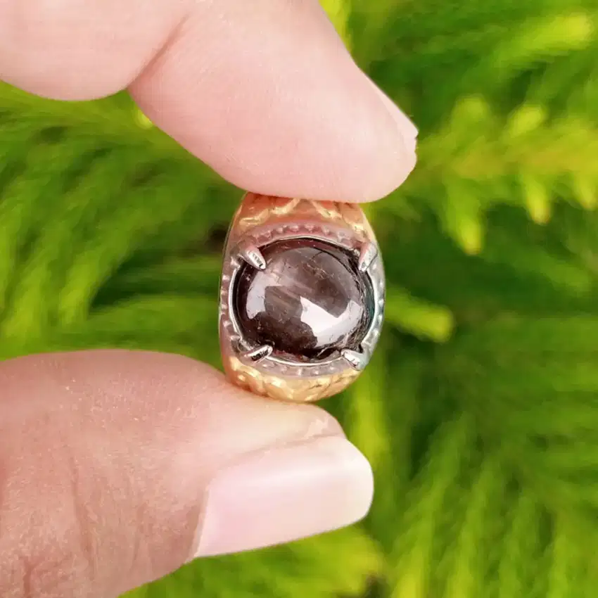 Cincin Batu Natural Golden Black Sapphire / Safir / Bangsing 08