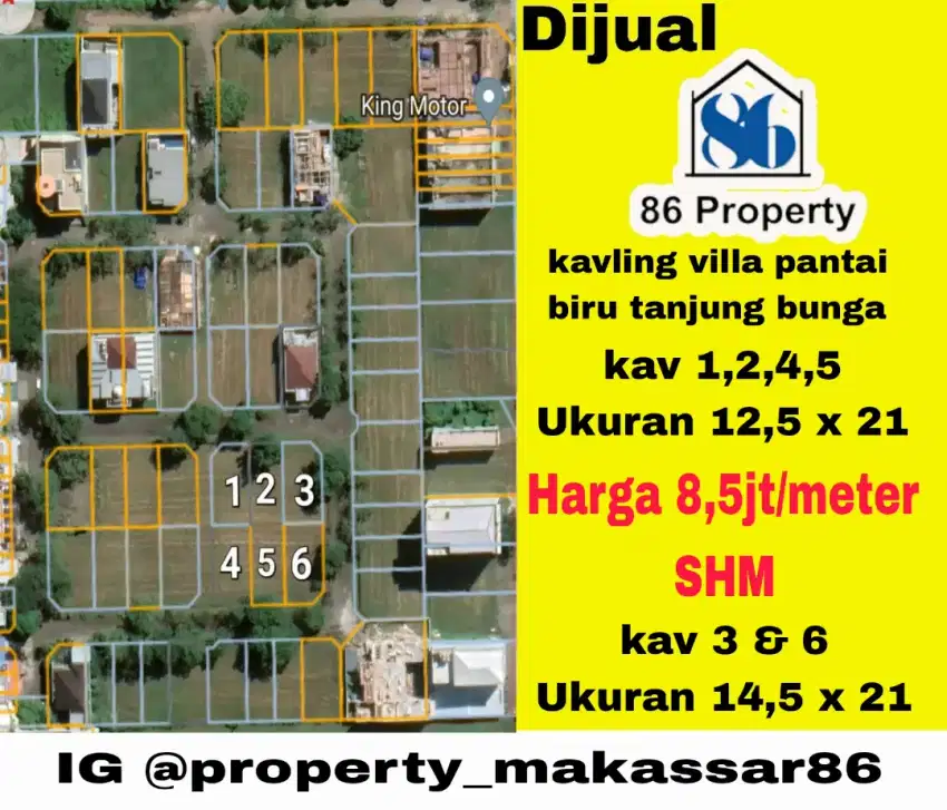 Dijual Kavling villa pantai biru tanjung bunga makassar