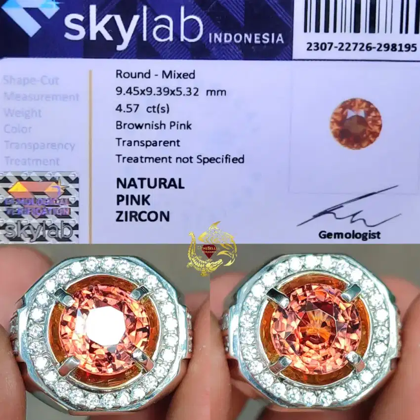 Natural Brownish Pink Zircon 4.57 cts