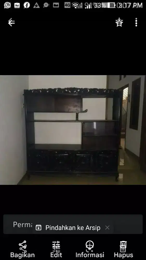 Jual 1 buah lemari jati ukir