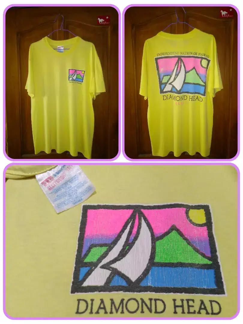 T-SHIRT/KAOS VINTAGE PANTAI DIAMOND HEAD HAWAII TAG HANES