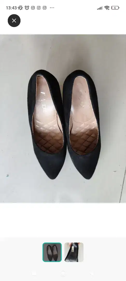 Sepatu highheel black hitam kerja fladeo