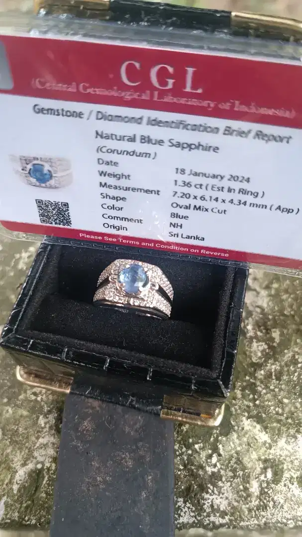 Cincin perak blue safir srilanka size 8.3 bermemo