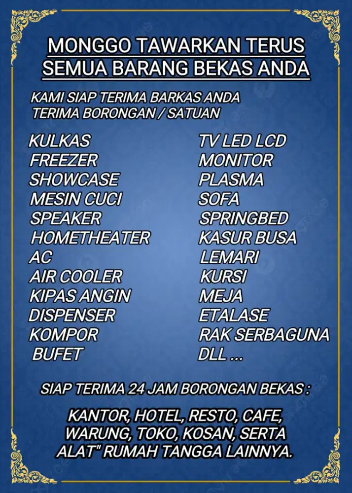 Dibeli Barang Bekas Kulkas Freezer Tv Led Lcd Hp Sofa Springbed Dll