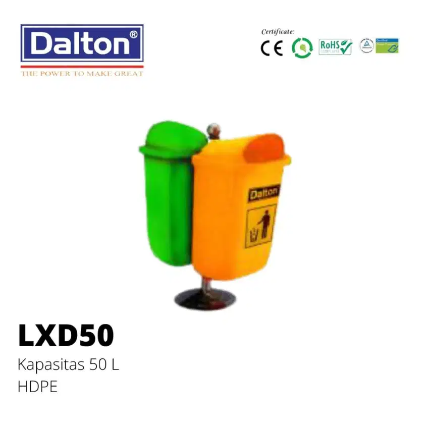 Tempat Sampah Dalton Tong Sampah Plastik HDPE 2 x 50 Liter (Set Tiang)