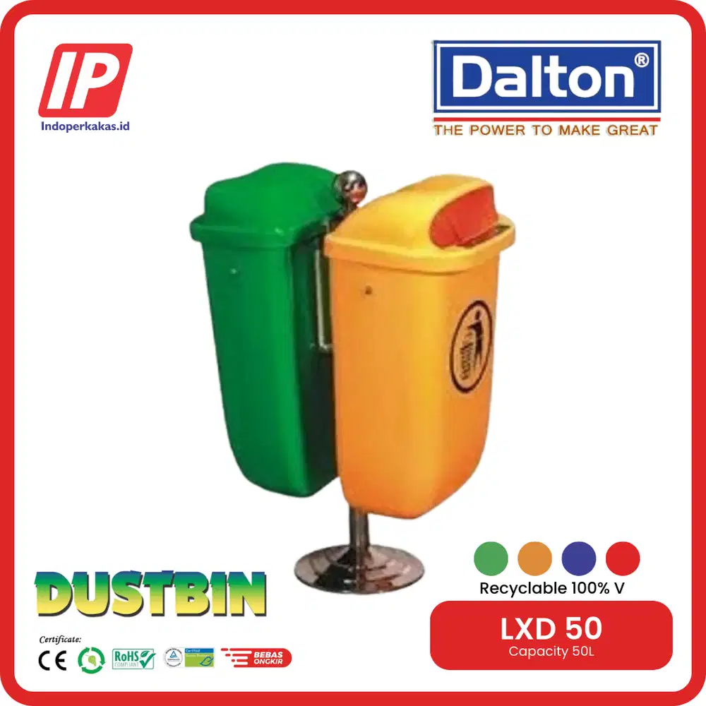 Tempat Sampah Dalton Tong Sampah Plastik HDPE 2 x 50 Liter (Set Tiang)