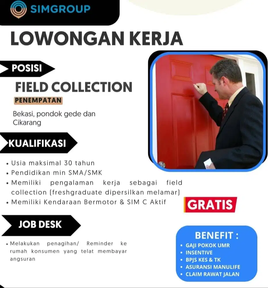 KOLEKTOR/STAF PENAGIHAN - (SERANG,CIKANDE,CILEGON,LEBAK, PANDEGLANG)