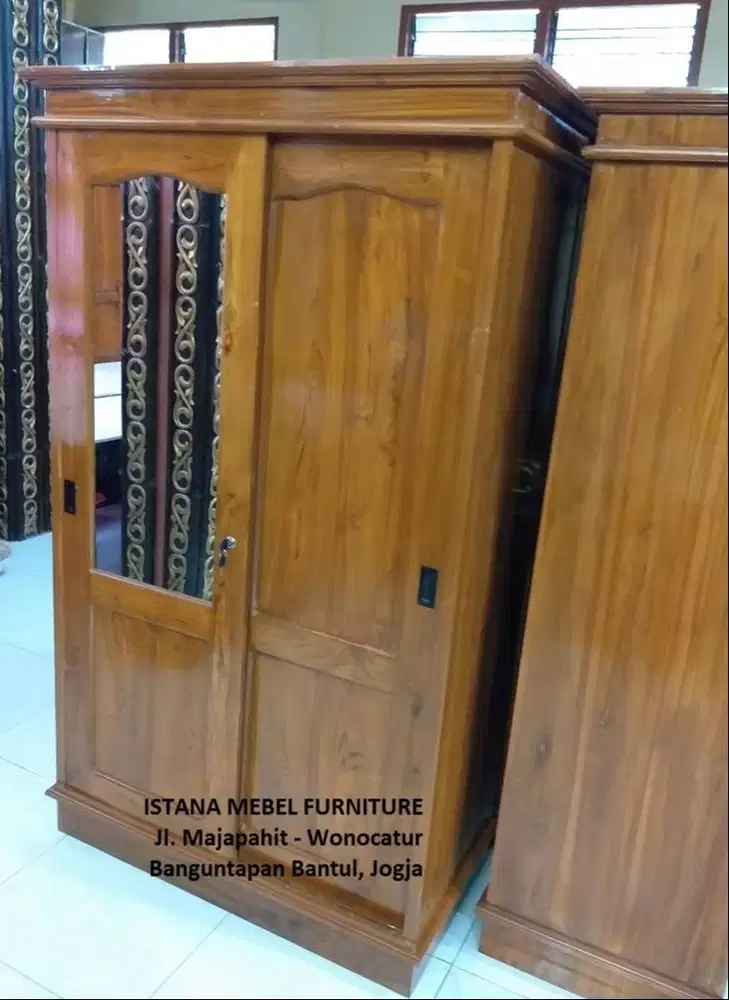 Almari Baju Pakaian 2 Pintu Geser Slide Sliding Sleding Kayu Jati #SG