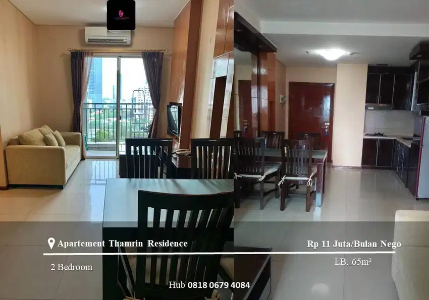 Sewa Apartement Thamrin Residence Low Floor 2BR Furnished View Pool