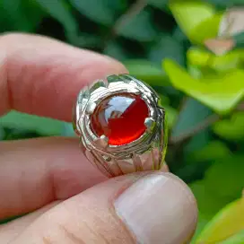 Cincin Batu Permata Natural ORANGE GARNET Asli