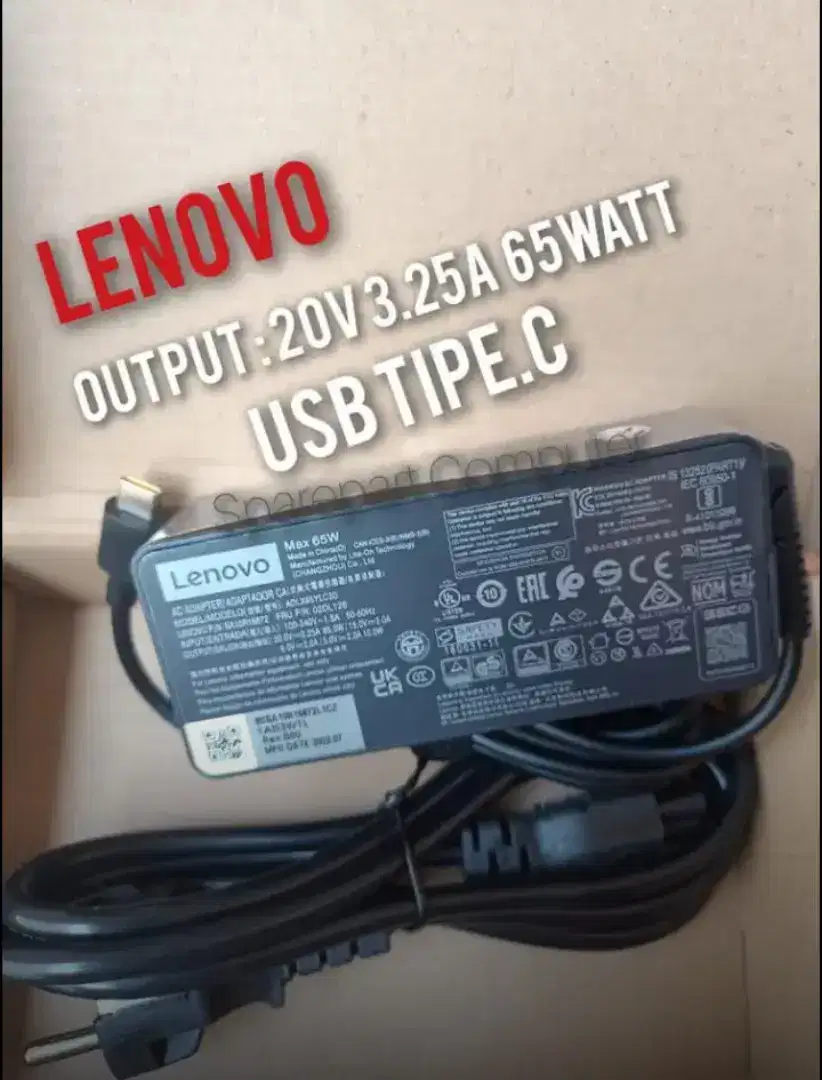 Adaptor charger laptop Lenovo USB tipe C 20V 3.25A 65Watt