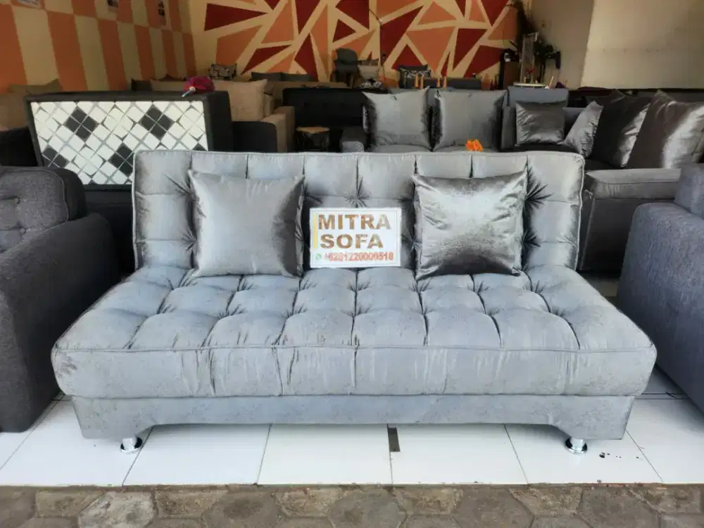 Sofa Bed Ready Stok Grey bhn berkualitas, Mitra Sofa Ramayana Mal Dps