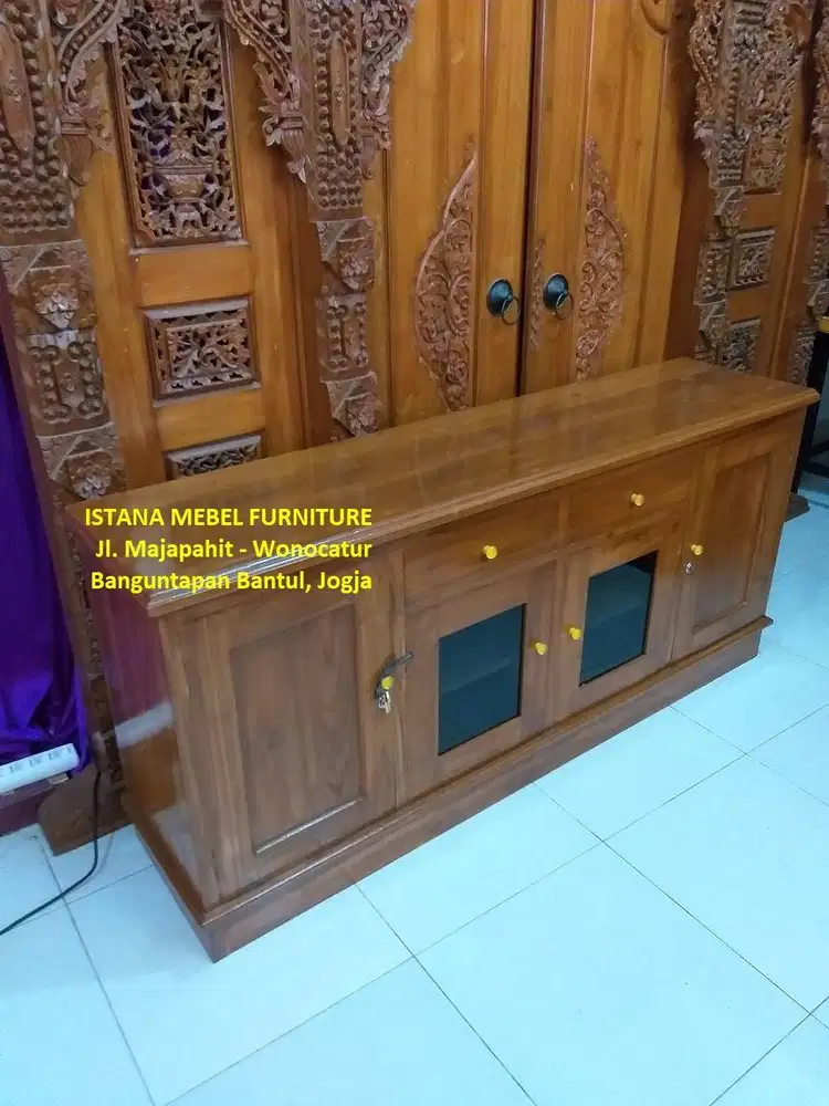 Almari Lemari Biffet Buffet Bifet Bufet Meja Rak Televisi TV Kayu Jati