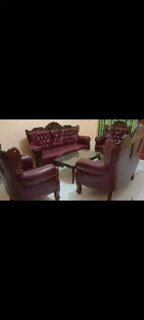 Sofa set kursi dan meja semi kayu jati, bahan kayu bagus.
