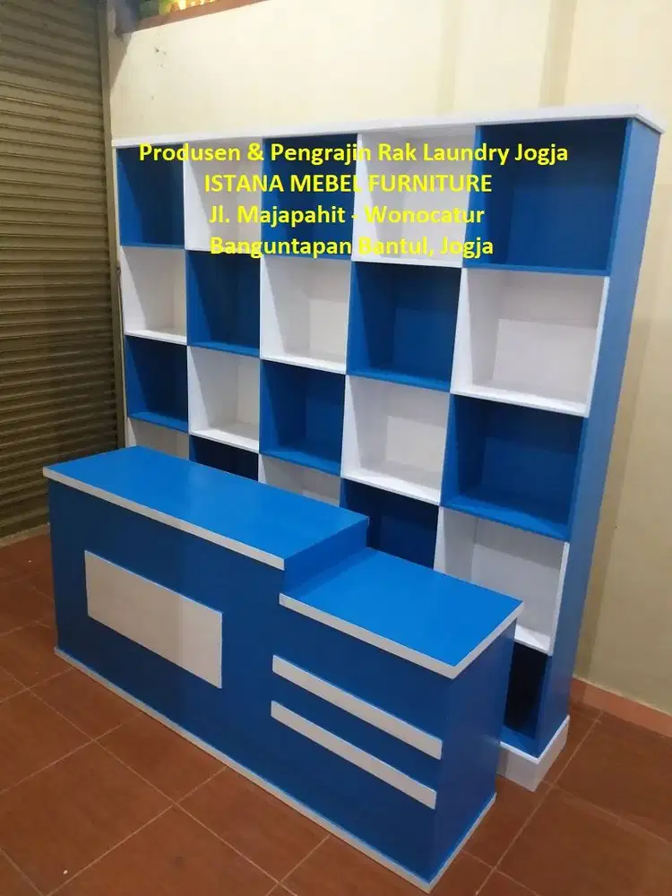 Paket Set Lemari Almari Rak Meja Kasir Londry Laundry Loundry Kayu #SG