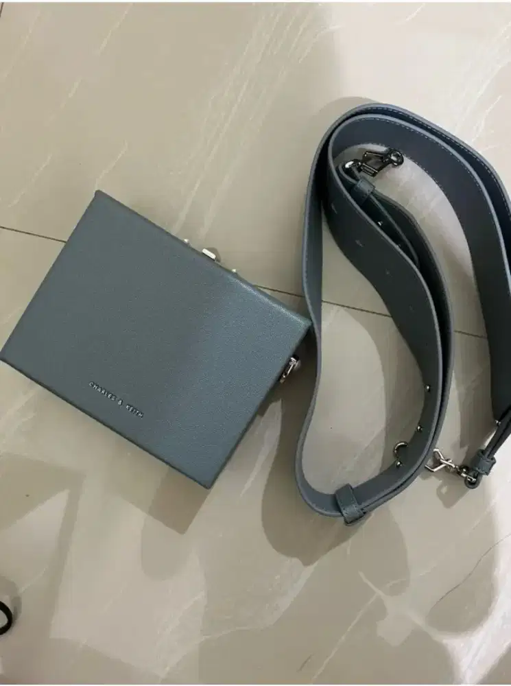 Charles & Keith Original Sling Bag Grey Blue