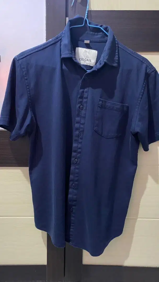 KEMEJA CELCIUS LENGAN PENDEK NAVY