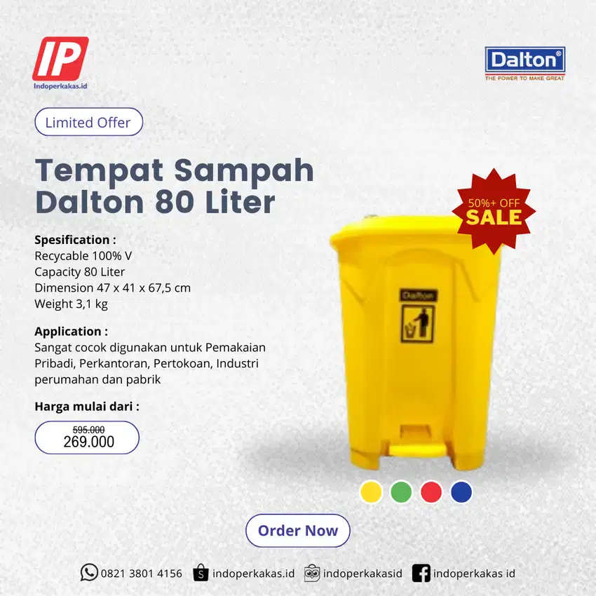 Tong Sampah Dustbin Dalton HDPE 80 Liter