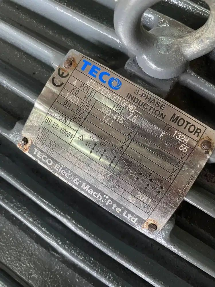DINAMO TECO 10HP 7,5KW 4POLE RPM 1500 - ELEKTRO MOTOR PENGGERAK TECO