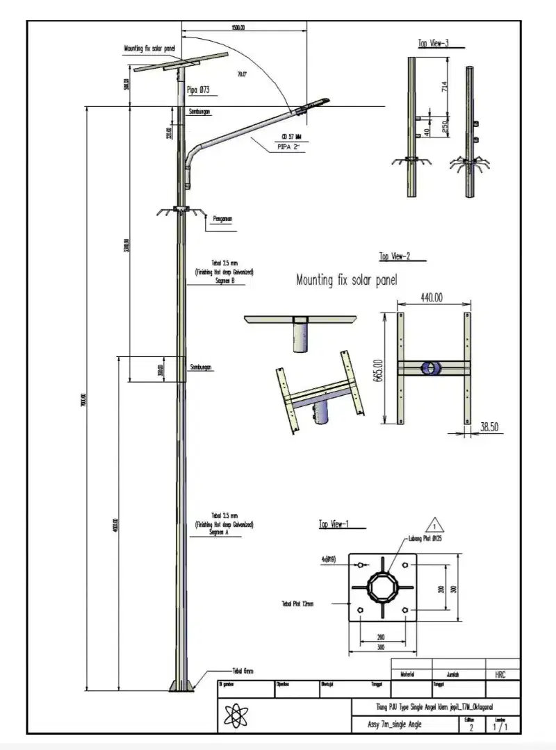 Jual Tiang Pju 7Mtr Oktagonal