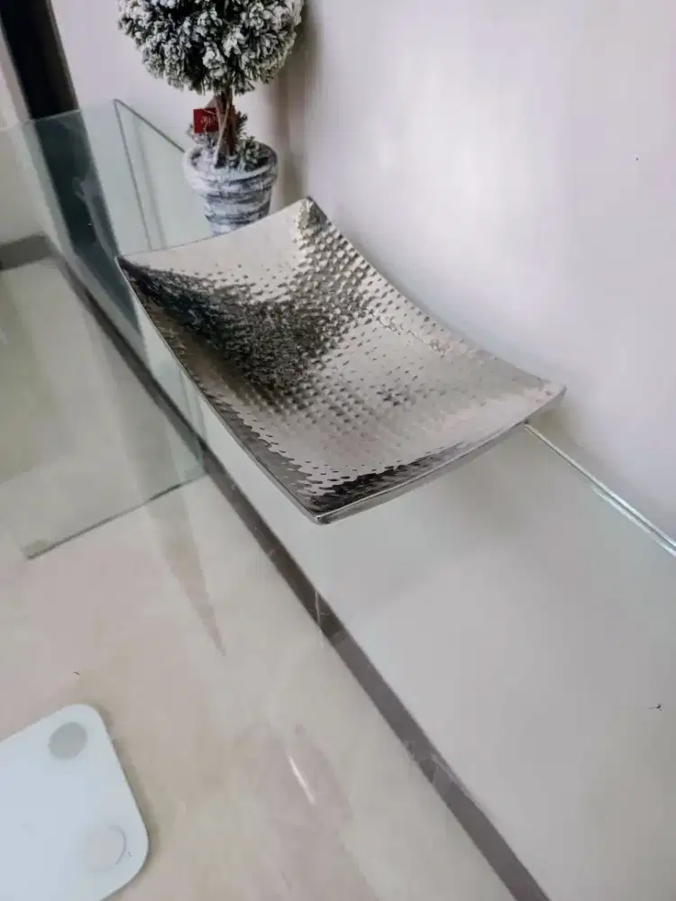 Hammered Stainless Steel Curved Insulated Serving Tray Double-walled