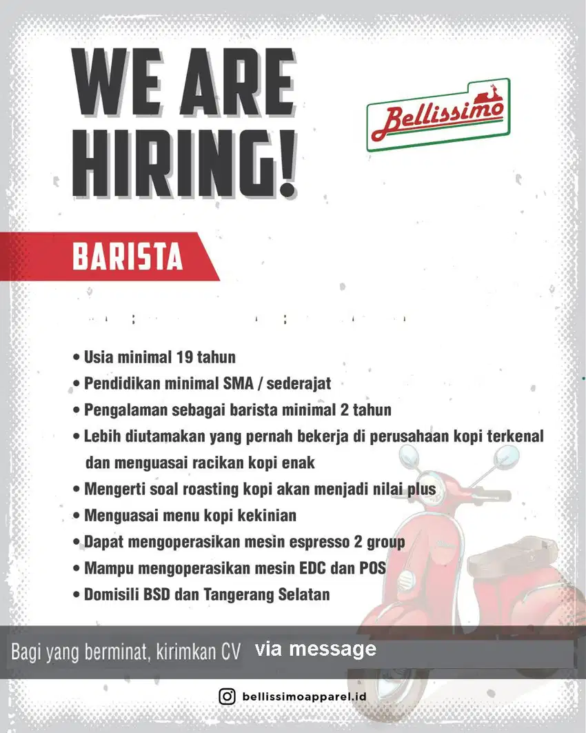 Barista cafe daerah Tangsel